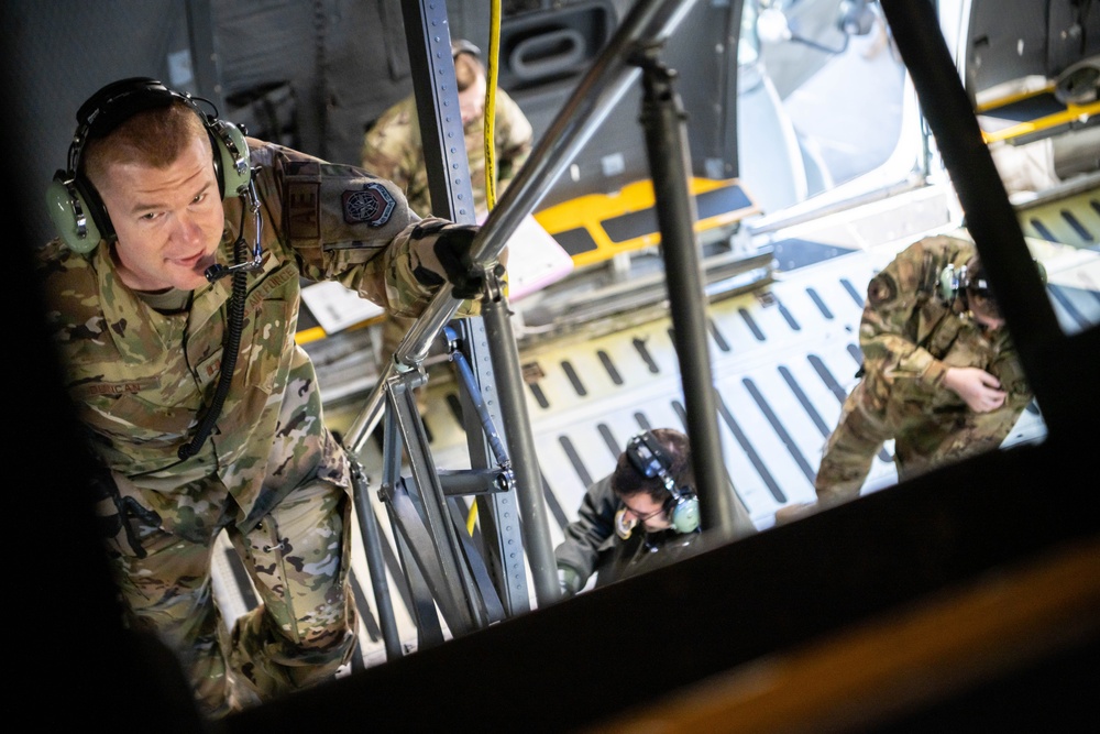 Aeromedical evacuation squadron trains on C-5M Super Galaxy