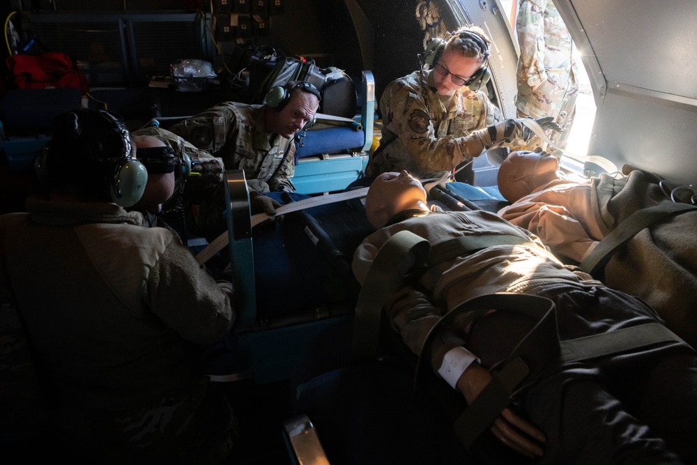 Aeromedical evacuation squadron trains on C-5M Super Galaxy