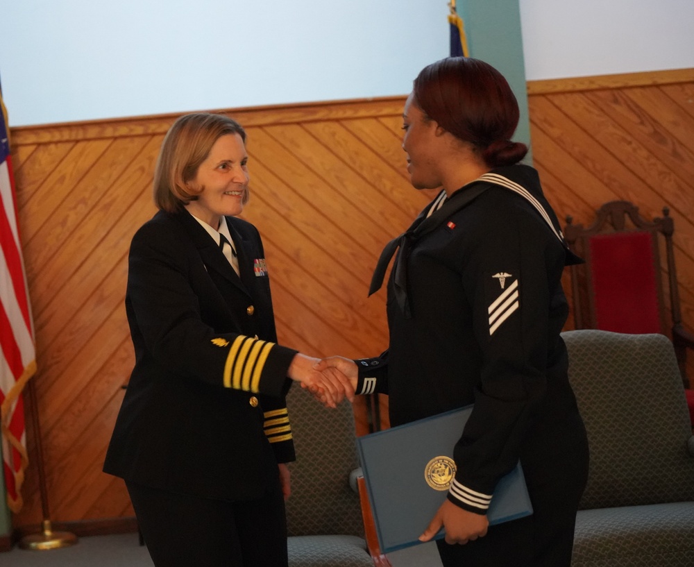 Tri-Service Optician School (TOPS) Class 23010 graduation onboard NWS Yorktown