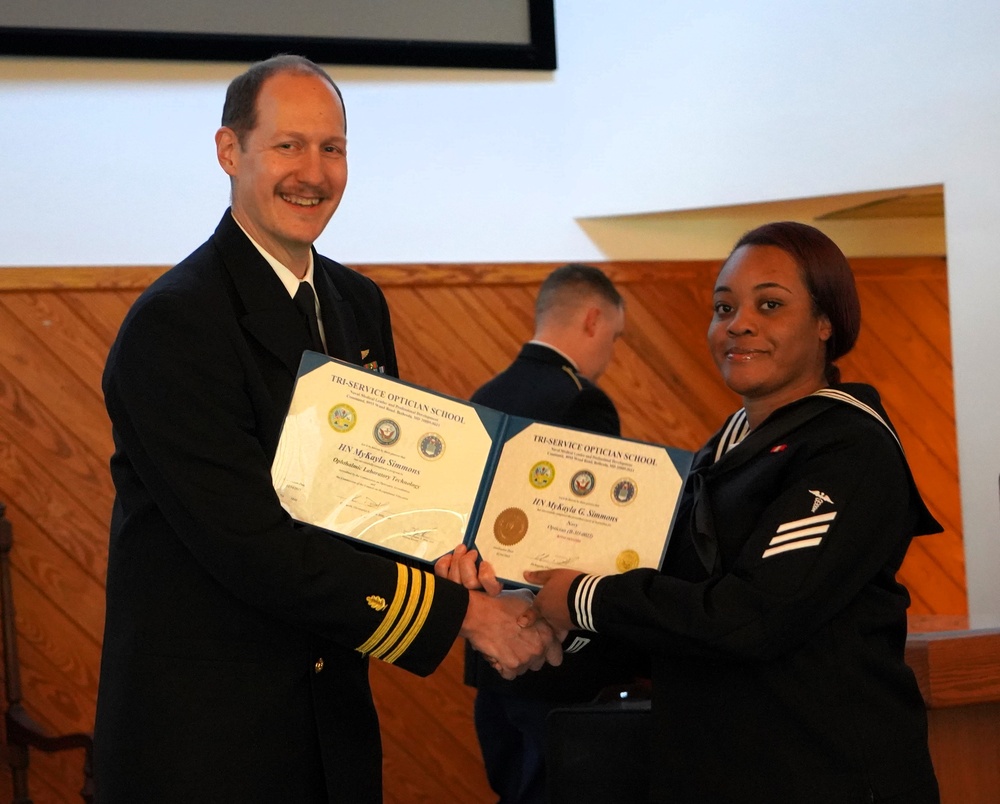 Tri-Service Optician School (TOPS) Class 23010 graduation onboard NWS Yorktown