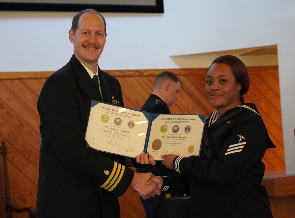 Tri-Service Optician School (TOPS) Class 23010 graduation onboard NWS Yorktown