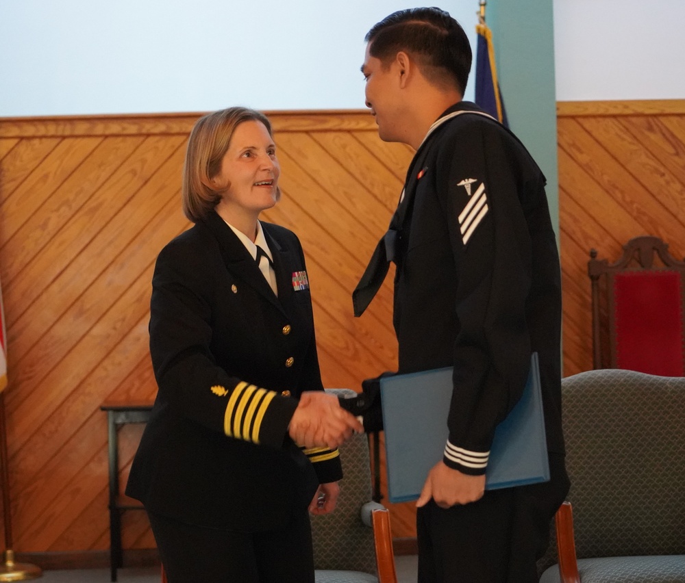 Tri-Service Optician School (TOPS) Class 23010 graduation onboard NWS Yorktown
