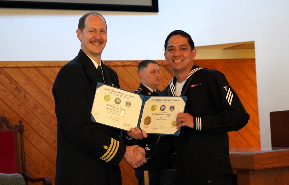 Tri-Service Optician School (TOPS) Class 23010 graduation onboard NWS Yorktown