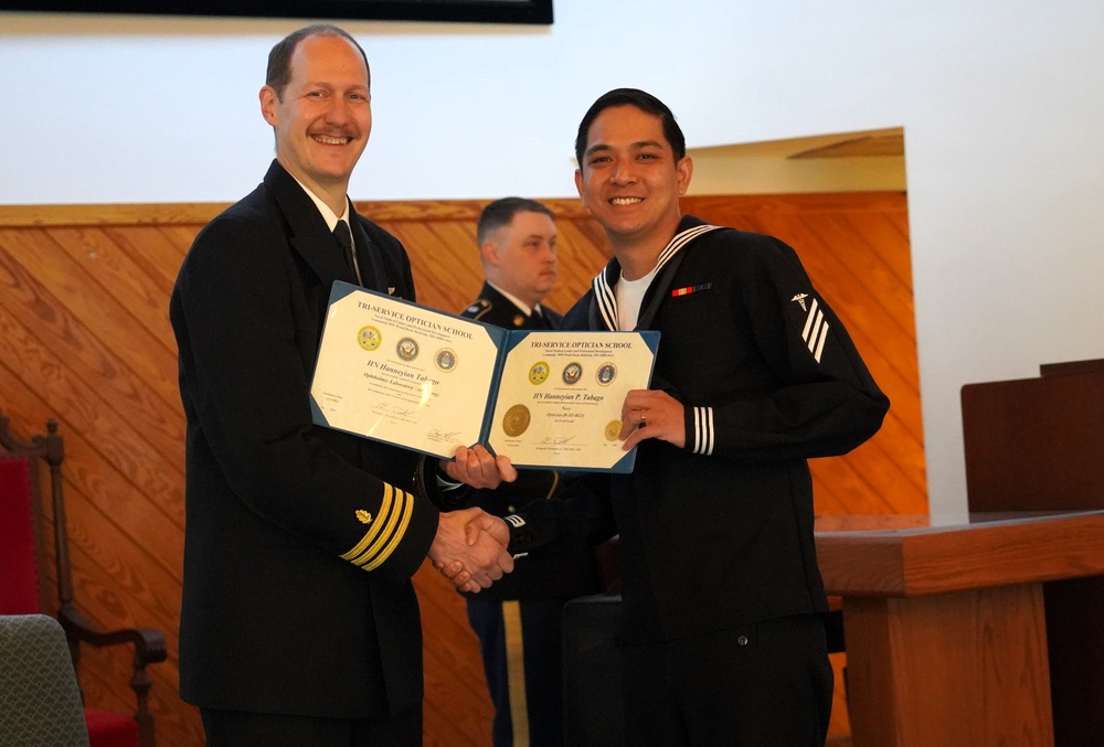 Tri-Service Optician School (TOPS) Class 23010 graduation onboard NWS Yorktown