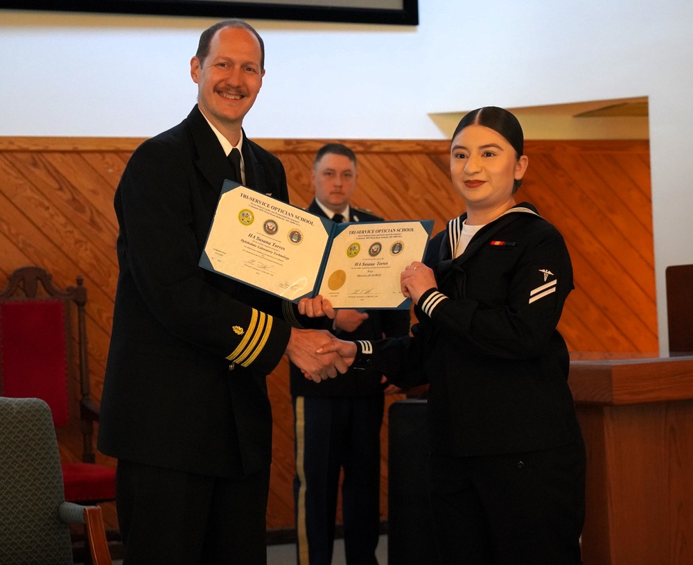 Tri-Service Optician School (TOPS) Class 23010 graduation onboard NWS Yorktown