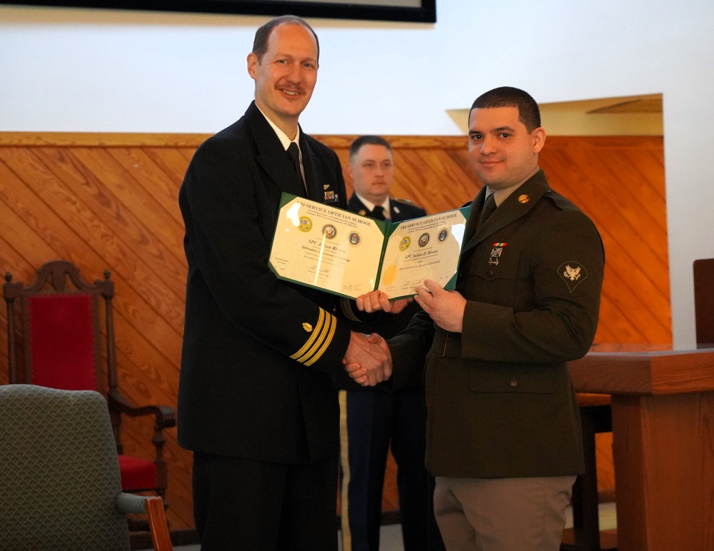 Tri-Service Optician School (TOPS) Class 23010 graduation onboard NWS Yorktown