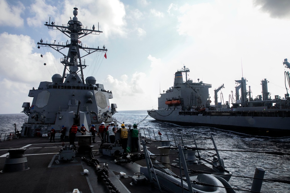 Sterett Conducts Fueling-At-Sea with USNS Yukon