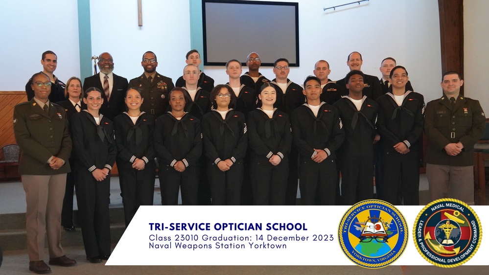 Tri-Service Optician School (TOPS) Class 23010 graduation onboard NWS Yorktown