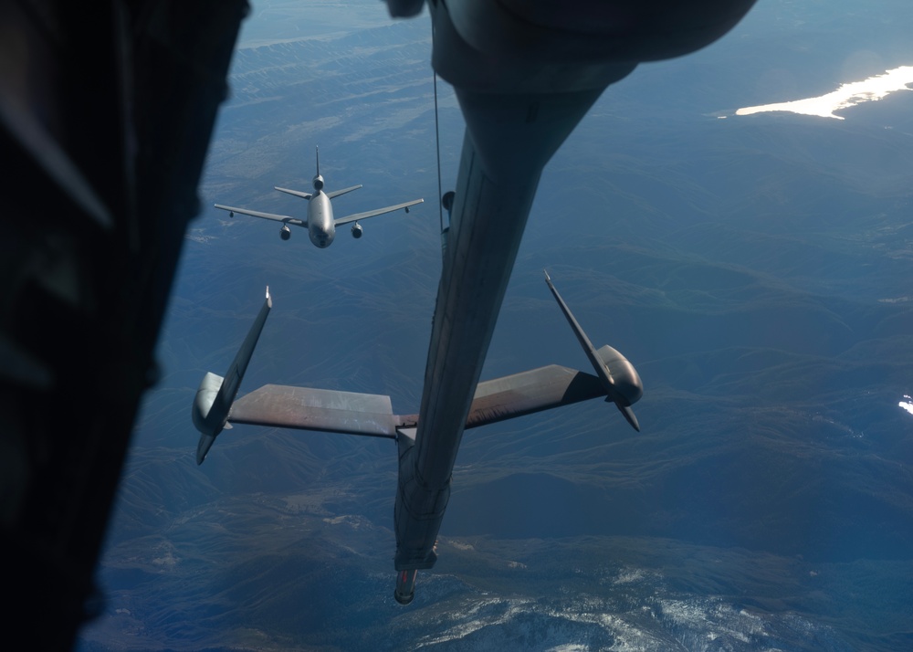 KC-10 Extender supports C-5M Super Galaxy reverse air refueling proof of concept during training mission