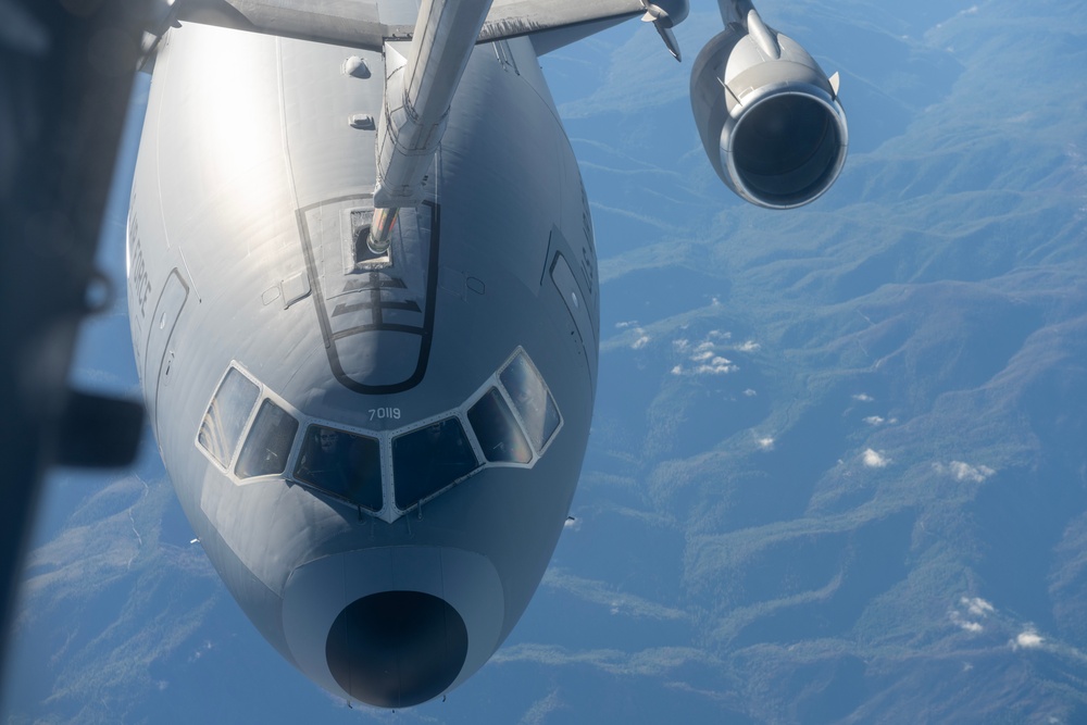 KC-10 Extender supports C-5M Super Galaxy reverse air refueling proof of concept during training mission