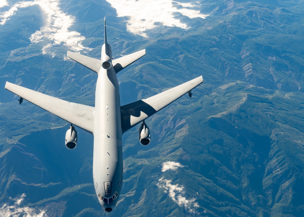 KC-10 Extender supports C-5M Super Galaxy reverse air refueling proof of concept during training mission