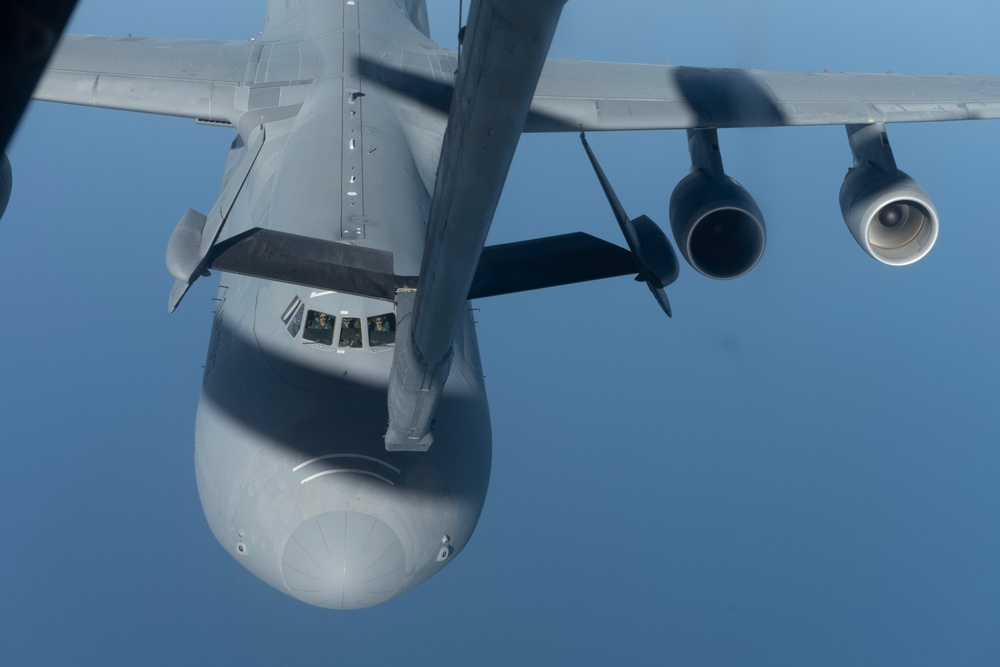 KC-10 Extender supports C-5M Super Galaxy reverse air refueling proof of concept during training mission