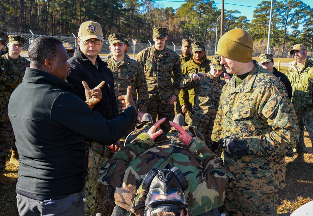 Expeditionary Medical Facility Kilo and 2nd Medical Battalion train to care for chemical and biological warfare injuries