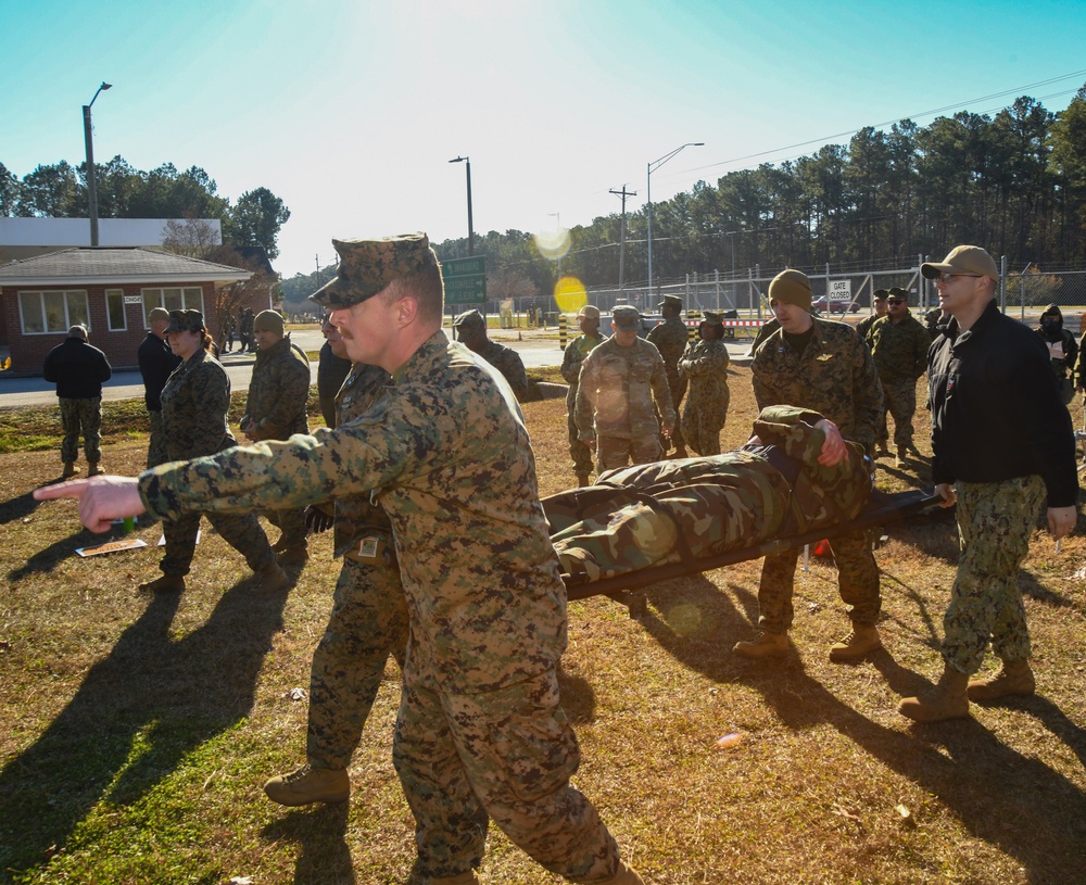 Expeditionary Medical Facility Kilo and 2nd Medical Battalion train to care for chemical and biological warfare injuries