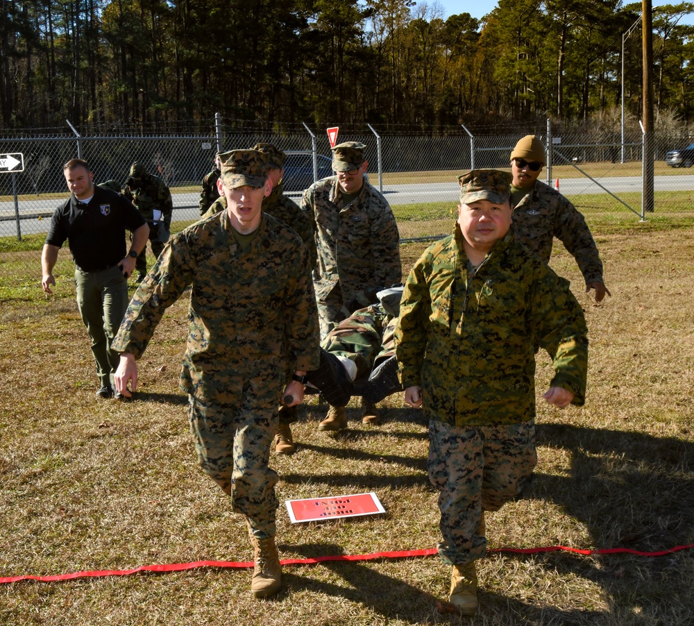 Expeditionary Medical Facility Kilo and 2nd Medical Battalion train to care for chemical and biological warfare injuries