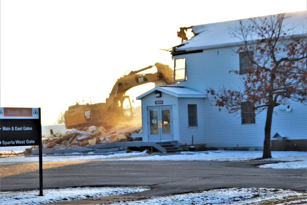 Continued building demolition in Fort McCoy’s 1600 block makes way for more transformation by construction