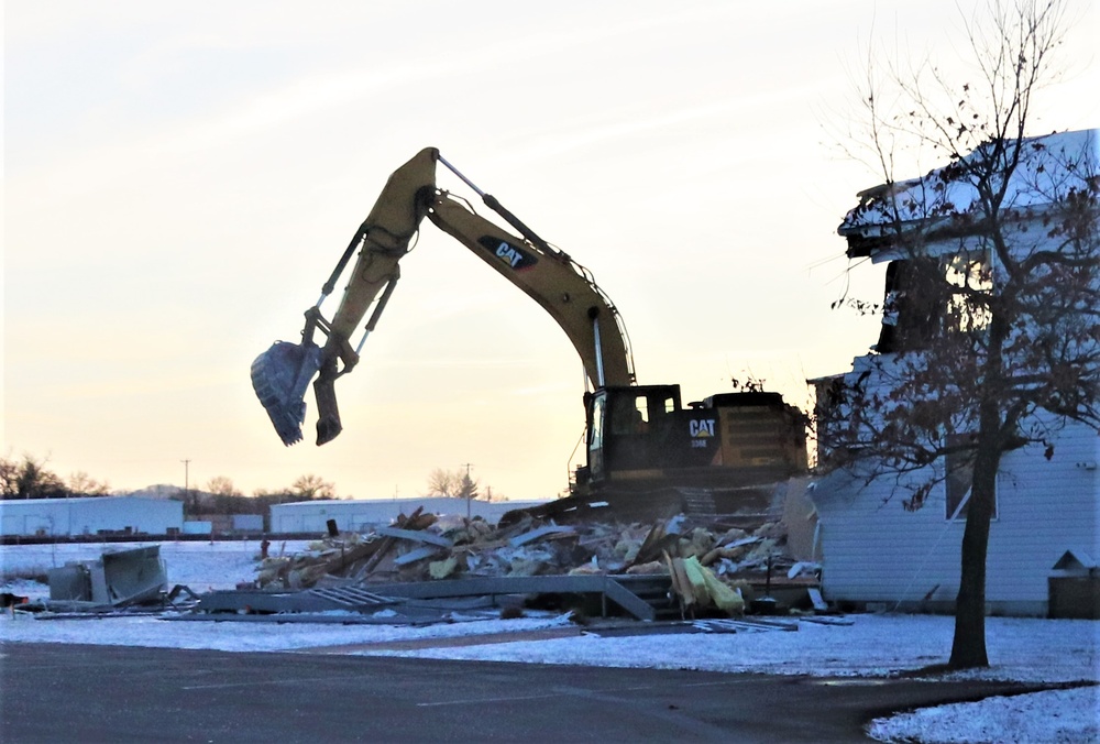 Continued building demolition in Fort McCoy’s 1600 block makes way for more transformation by construction