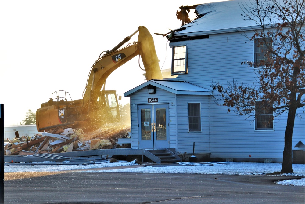 Continued building demolition in Fort McCoy’s 1600 block makes way for more transformation by construction