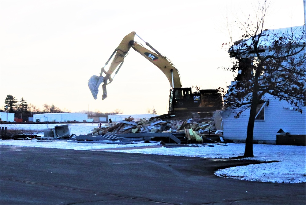 Continued building demolition in Fort McCoy’s 1600 block makes way for more transformation by construction