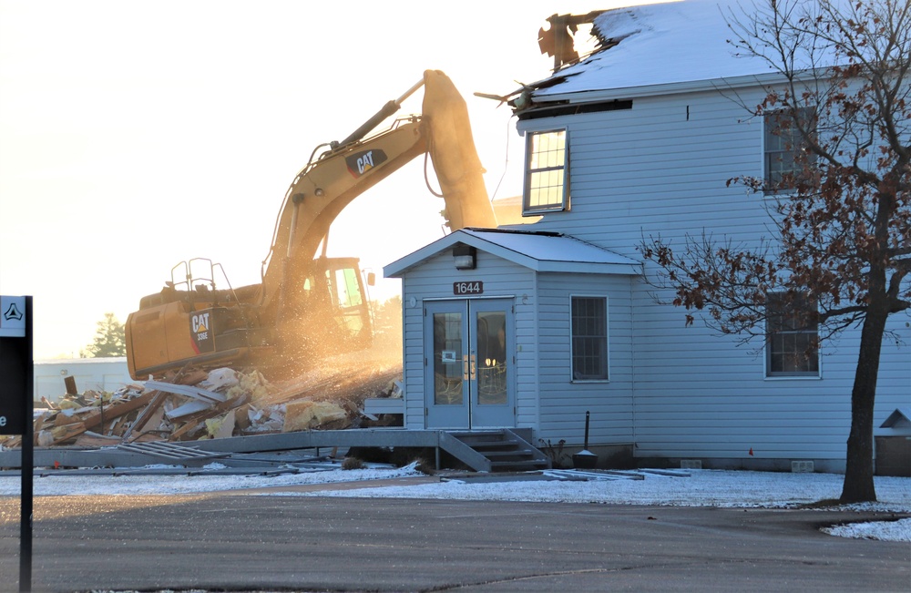 Continued building demolition in Fort McCoy’s 1600 block makes way for more transformation by construction