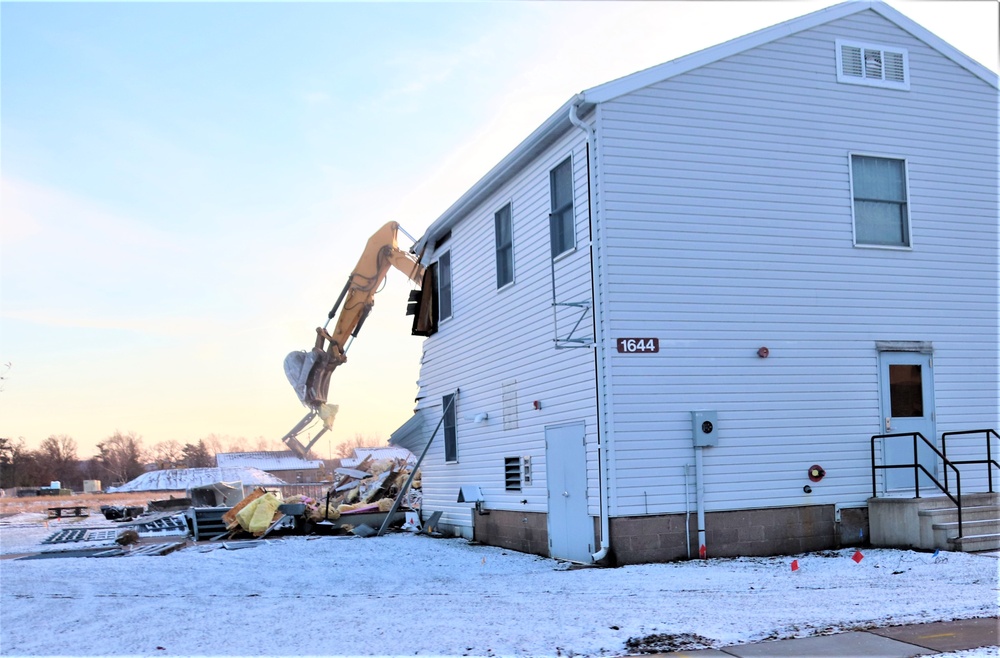 Continued building demolition in Fort McCoy’s 1600 block makes way for more transformation by construction