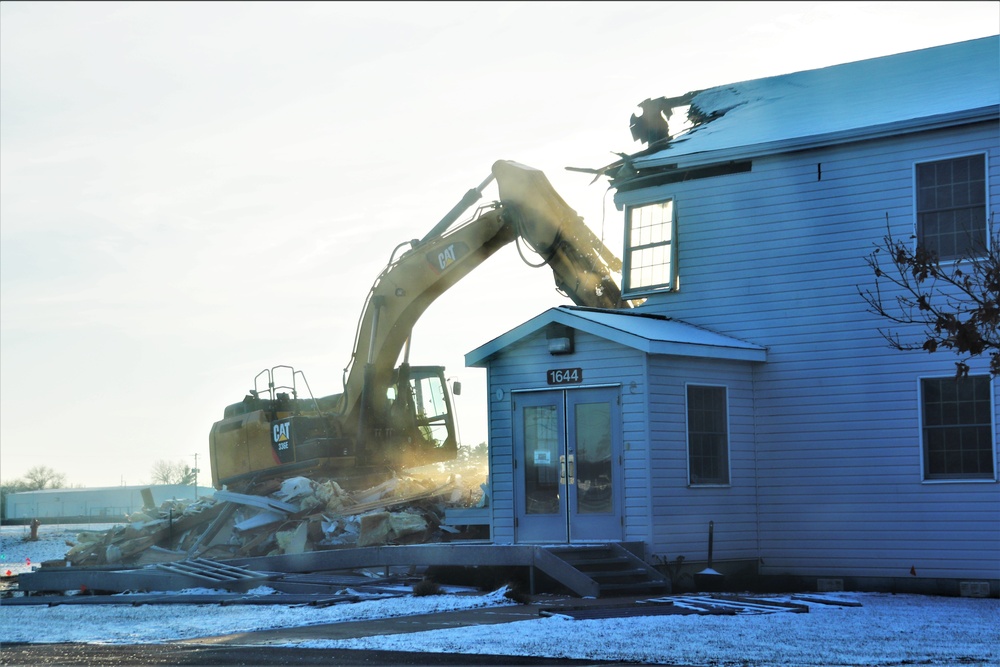 Continued building demolition in Fort McCoy’s 1600 block makes way for more transformation by construction