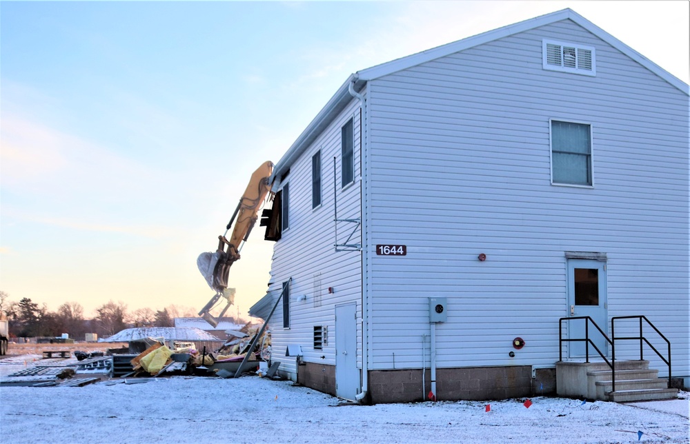 Continued building demolition in Fort McCoy’s 1600 block makes way for more transformation by construction