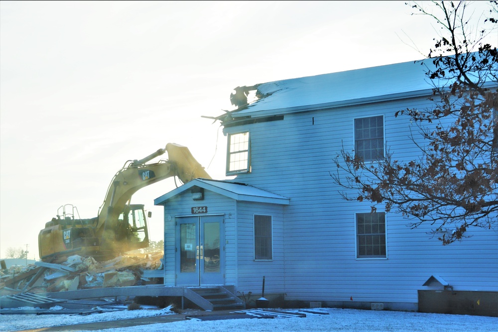 Continued building demolition in Fort McCoy’s 1600 block makes way for more transformation by construction