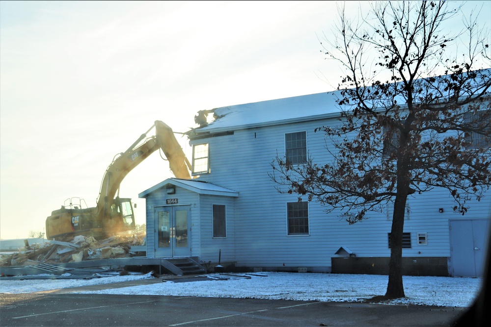 Continued building demolition in Fort McCoy’s 1600 block makes way for more transformation by construction