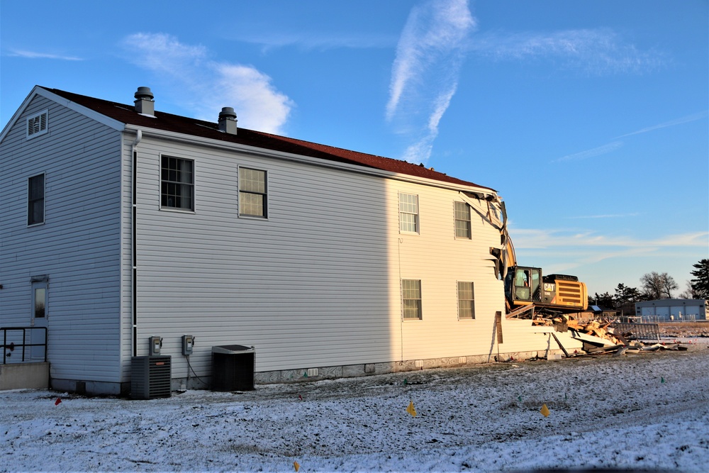 Continued building demolition in Fort McCoy’s 1600 block makes way for more transformation by construction