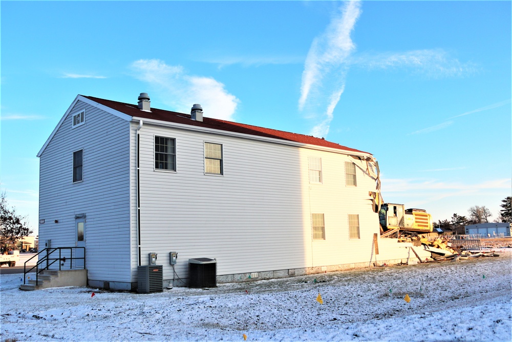 Continued building demolition in Fort McCoy’s 1600 block makes way for more transformation by construction