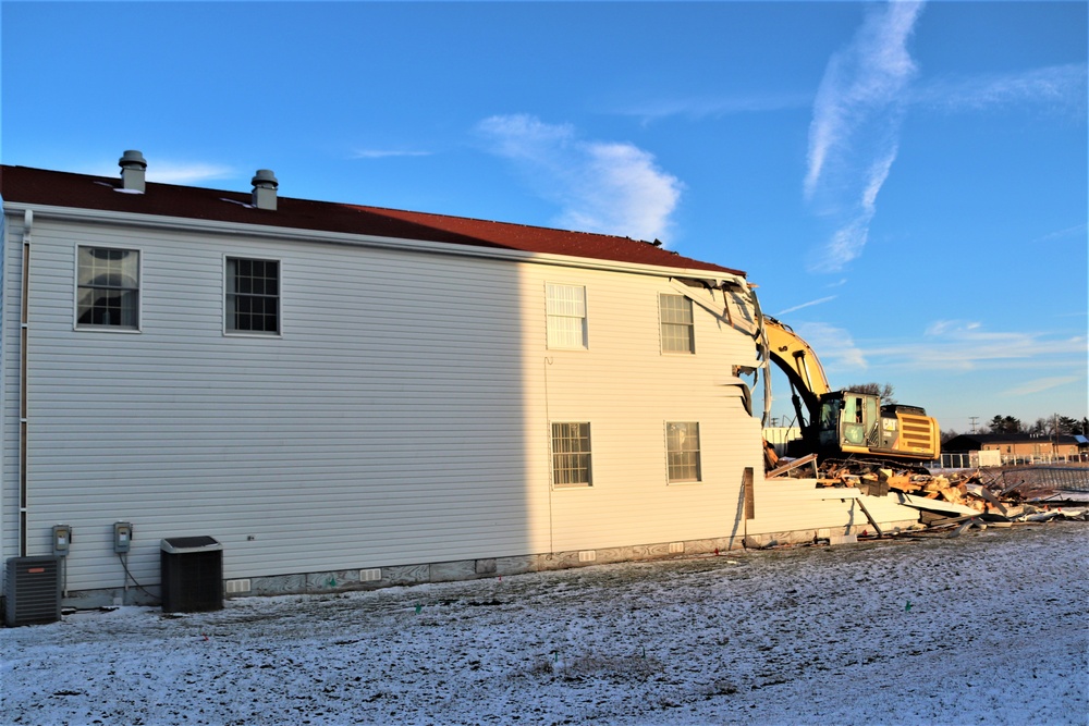 Continued building demolition in Fort McCoy’s 1600 block makes way for more transformation by construction