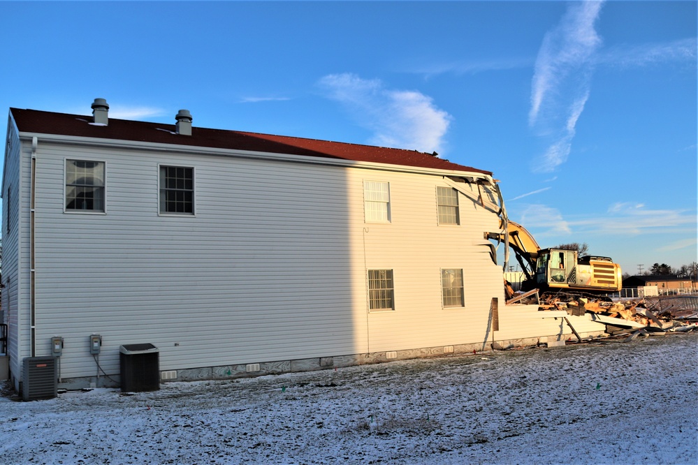 Continued building demolition in Fort McCoy’s 1600 block makes way for more transformation by construction