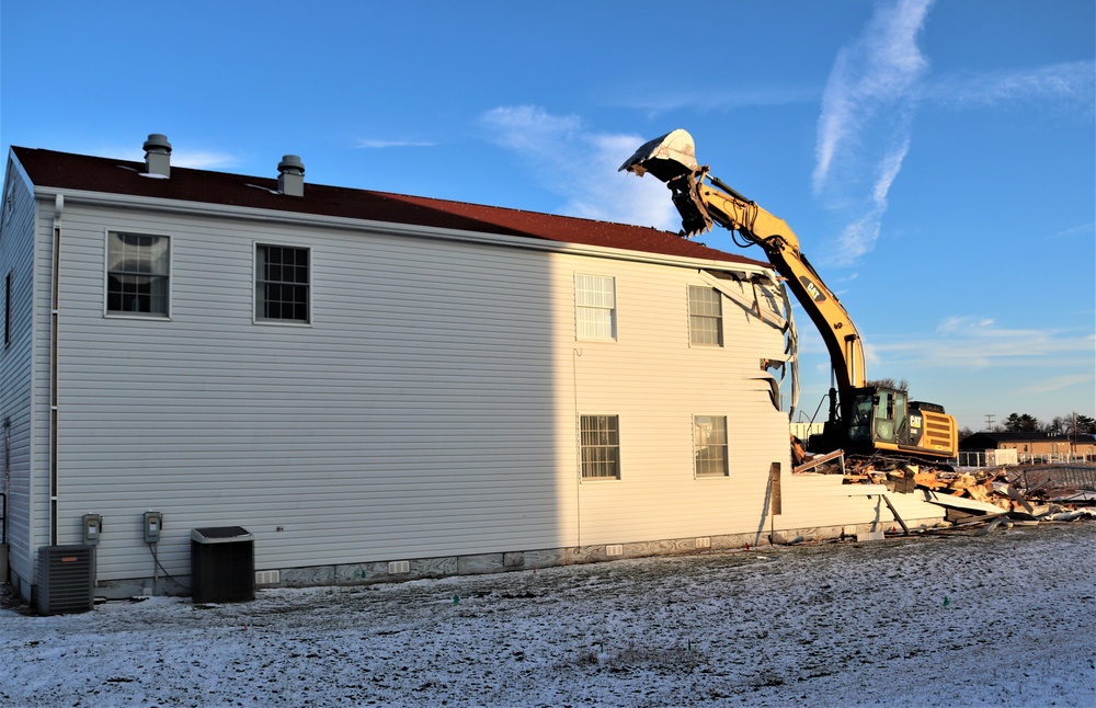 Continued building demolition in Fort McCoy’s 1600 block makes way for more transformation by construction