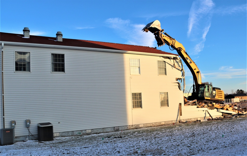 Continued building demolition in Fort McCoy’s 1600 block makes way for more transformation by construction