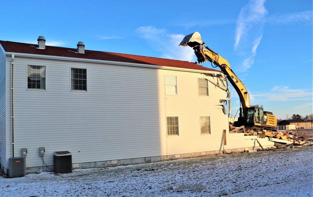 Continued building demolition in Fort McCoy’s 1600 block makes way for more transformation by construction