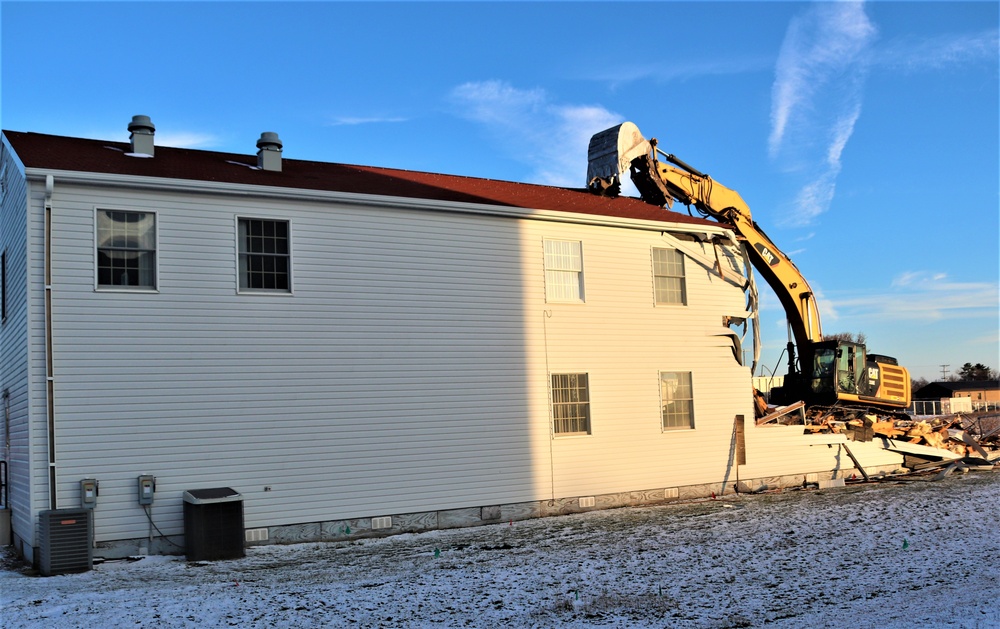 Continued building demolition in Fort McCoy’s 1600 block makes way for more transformation by construction