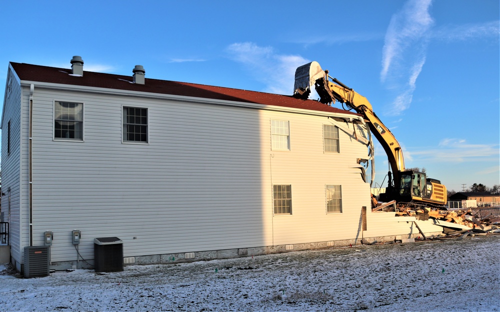 Continued building demolition in Fort McCoy’s 1600 block makes way for more transformation by construction