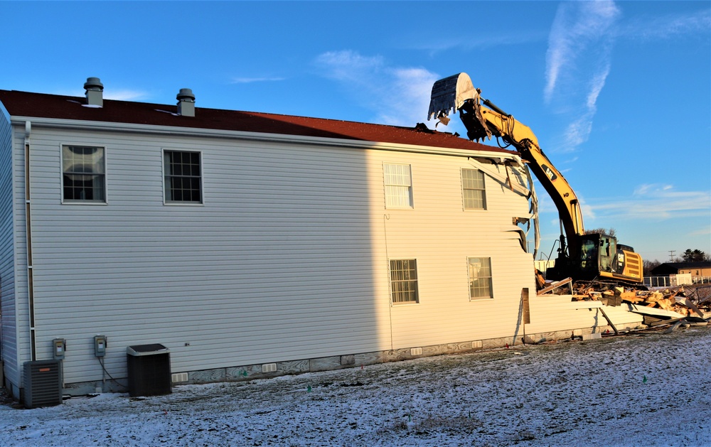 Continued building demolition in Fort McCoy’s 1600 block makes way for more transformation by construction