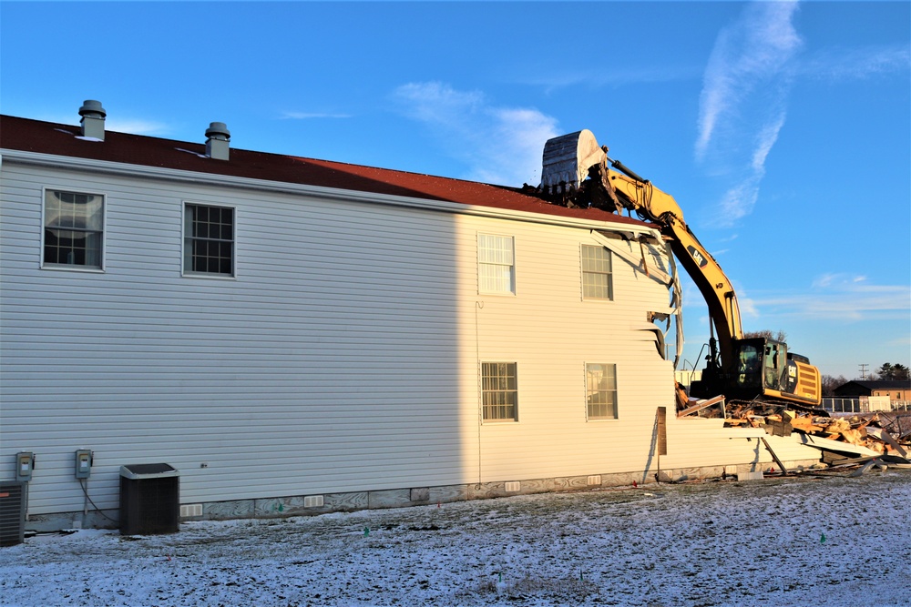 Continued building demolition in Fort McCoy’s 1600 block makes way for more transformation by construction