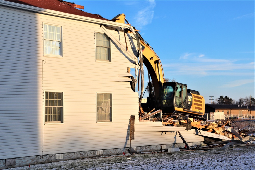 Continued building demolition in Fort McCoy’s 1600 block makes way for more transformation by construction