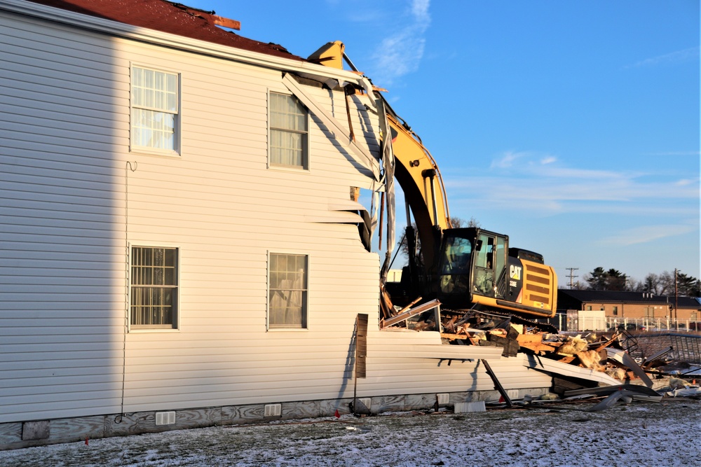 Continued building demolition in Fort McCoy’s 1600 block makes way for more transformation by construction