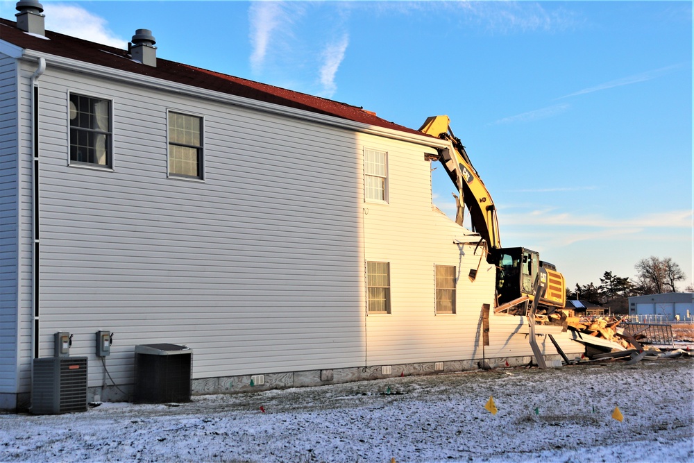 Continued building demolition in Fort McCoy’s 1600 block makes way for more transformation by construction