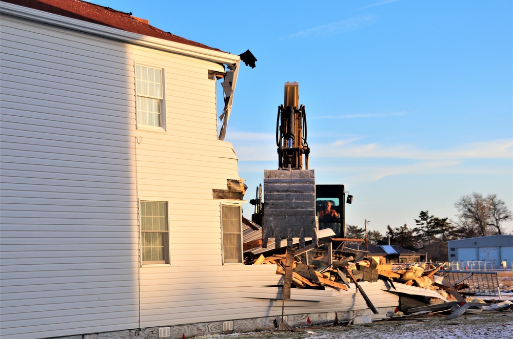 Continued building demolition in Fort McCoy’s 1600 block makes way for more transformation by construction