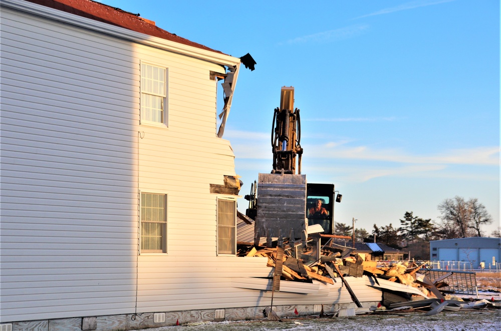 Continued building demolition in Fort McCoy’s 1600 block makes way for more transformation by construction