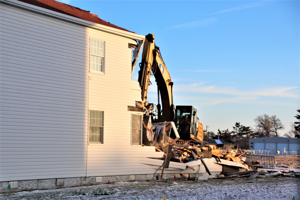 Continued building demolition in Fort McCoy’s 1600 block makes way for more transformation by construction