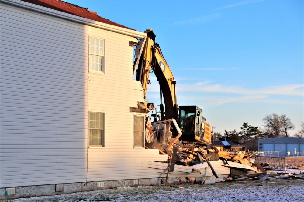 Continued building demolition in Fort McCoy’s 1600 block makes way for more transformation by construction