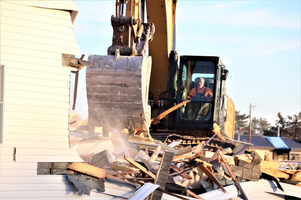 Continued building demolition in Fort McCoy’s 1600 block makes way for more transformation by construction