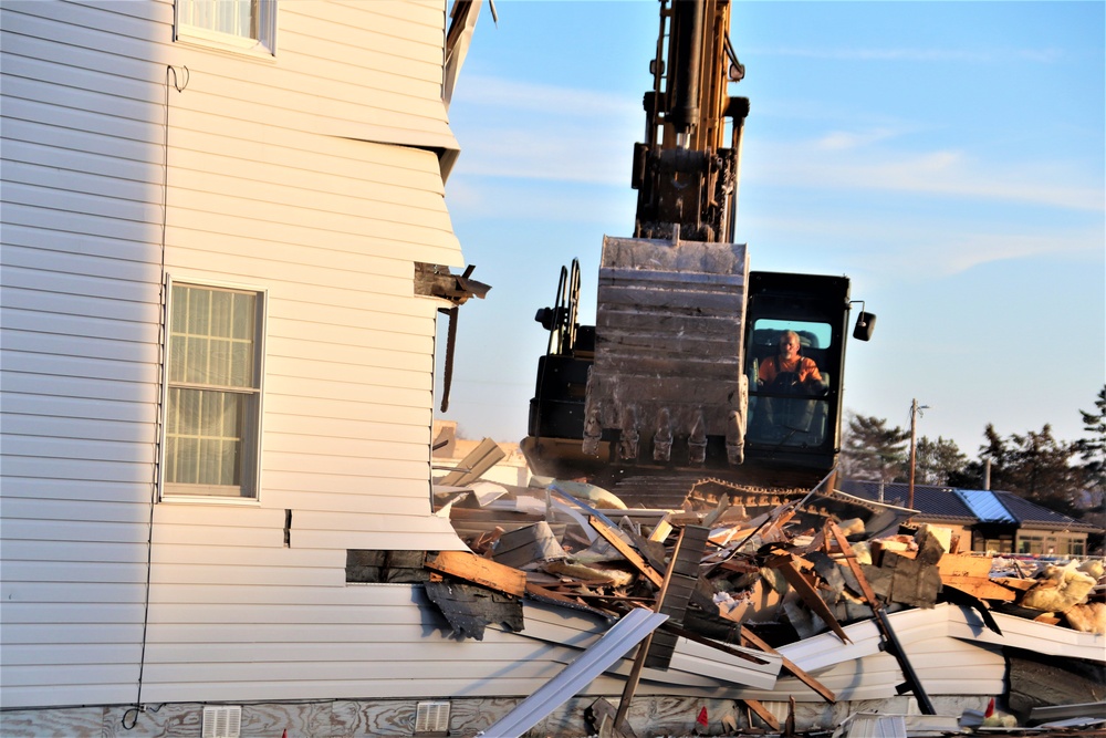 Continued building demolition in Fort McCoy’s 1600 block makes way for more transformation by construction