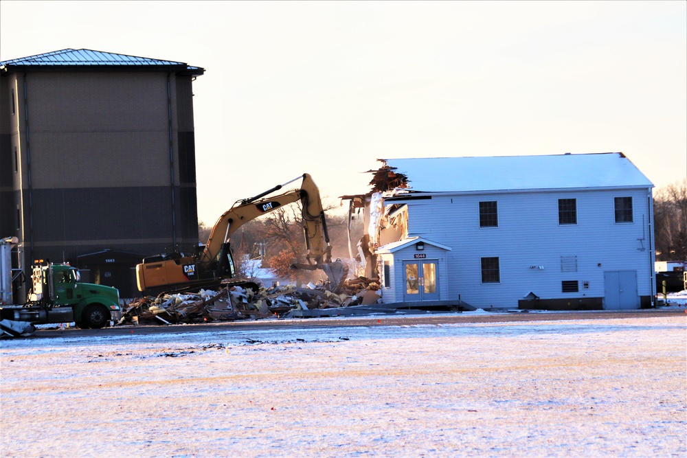 Continued building demolition in Fort McCoy’s 1600 block makes way for more transformation by construction